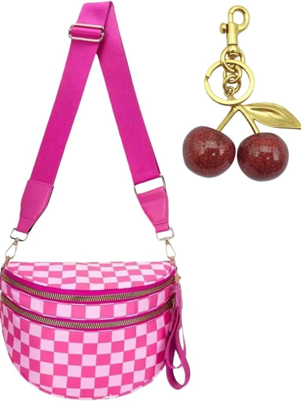 Leopard Print Crossbody Bag for Women, Adjustable Fanny Pack with 3 Pockets
